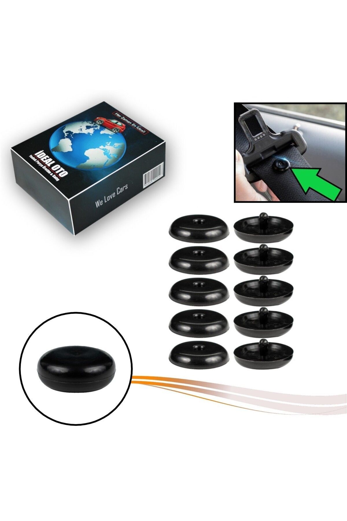 5li Set- Siyah Emniyet Kemeri Çıtçıtı Klipsi Düğmesi Stop Düğme Toka Tüm Araçlar Için