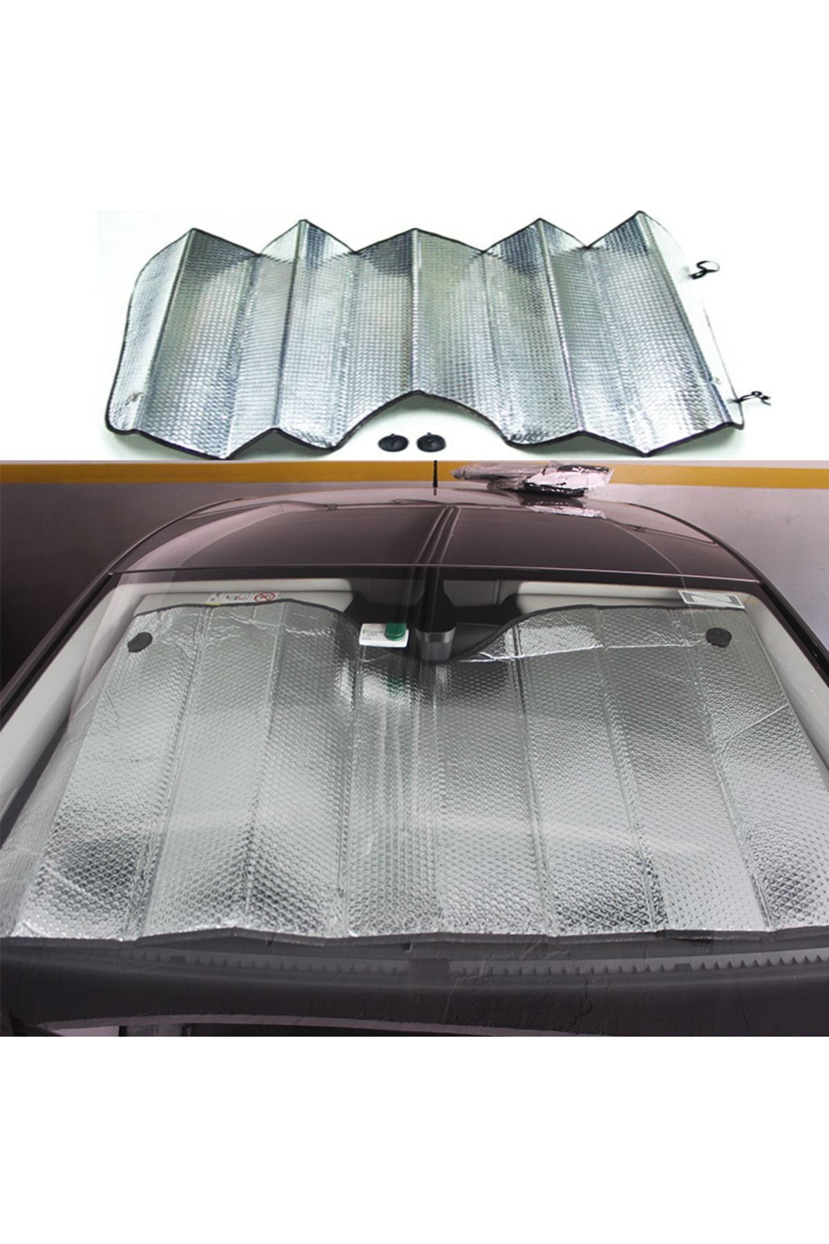 Balonlu Gümüş Ön Cam Perdesi Orta 70x150