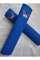 DİJİTAL KELEBEK BASKILI MAVİ Araç Emniyet Koltuk Kemer Kılıfı & Ped 2 ADET (DÜZ YUMUŞAK KUMAŞ)