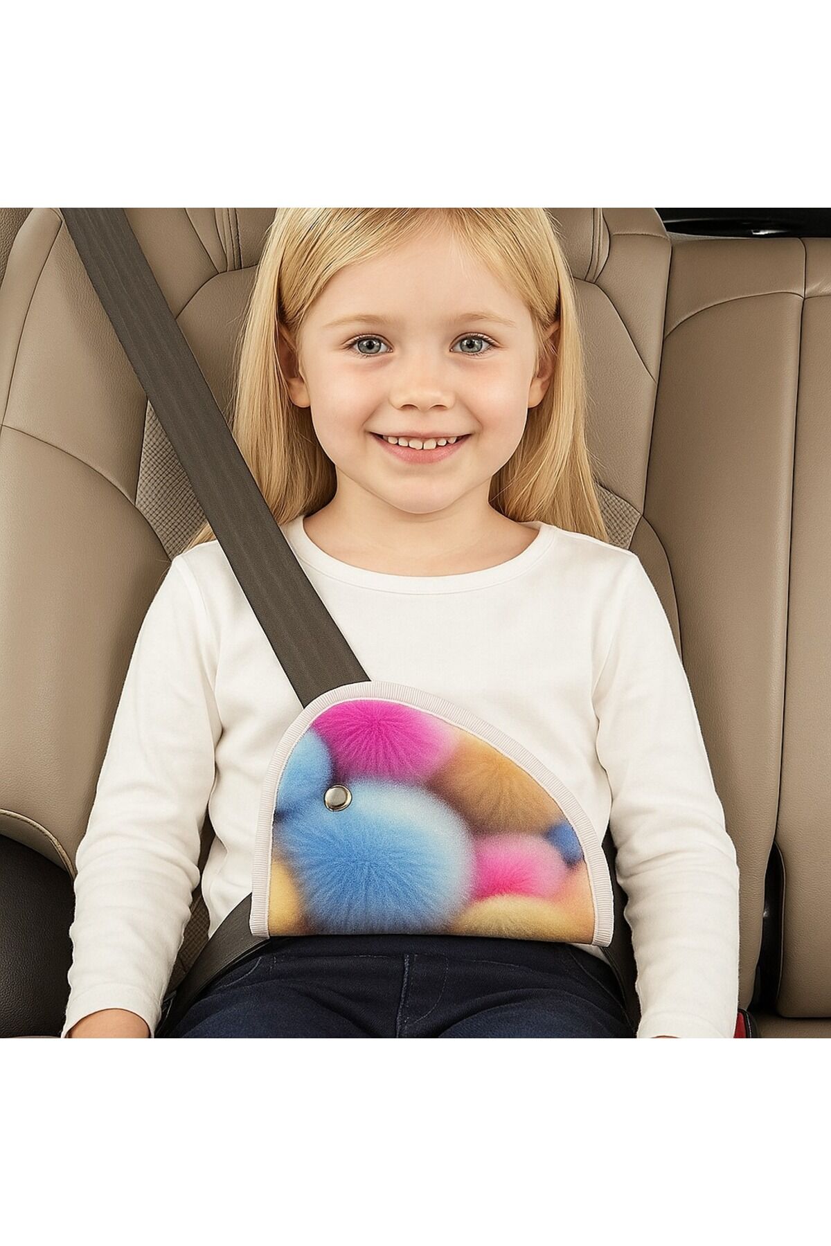 Çocuk Emniyet Kemeri Düzenleyici Ve Tutucu Emniyet Kemer Pedi(ÇOK RENKLİ TOPLAR) Yumuşak kumaş