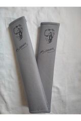 DİJİTAL ATATÜRK BASKILI SİYAH BASKI -GRİ Araç Emniyet Koltuk Kemer Kılıfı & Ped 2 ADET YUMUŞAK KUMAŞ