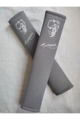 DİJİTAL ATATÜRK BASKILI BEYAZ BASKI -GRİ Araç Emniyet Koltuk Kemer Kılıfı & Ped 2 ADET YUMUŞAK KUMAŞ