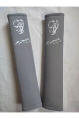 DİJİTAL ATATÜRK BASKILI BEYAZ BASKI -GRİ Araç Emniyet Koltuk Kemer Kılıfı & Ped 2 ADET YUMUŞAK KUMAŞ