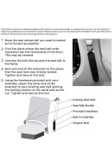 12 İnç Araba Emniyet Kemeri Uzatıcısı Siyah Ön Emniyet Kemerlerinin %99'una Uyar