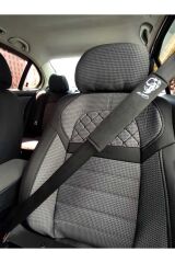 Atatürk SLÜET Baskı (BEYAZ BASKI) FÜME RENK  Alkantara Araç Emniyet  Kemer Kılıfı & Pedi (2 ADET)