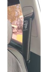 Atatürk SLÜET Baskı (BEYAZ BASKI) FÜME RENK  Alkantara Araç Emniyet  Kemer Kılıfı & Pedi (2 ADET)