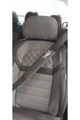 Atatürk SLÜET Baskı (BEYAZ BASKI) FÜME RENK  Alkantara Araç Emniyet  Kemer Kılıfı & Pedi (2 ADET)