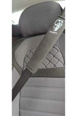 Atatürk SLÜET Baskı (BEYAZ BASKI) FÜME RENK  Alkantara Araç Emniyet  Kemer Kılıfı & Pedi (2 ADET)