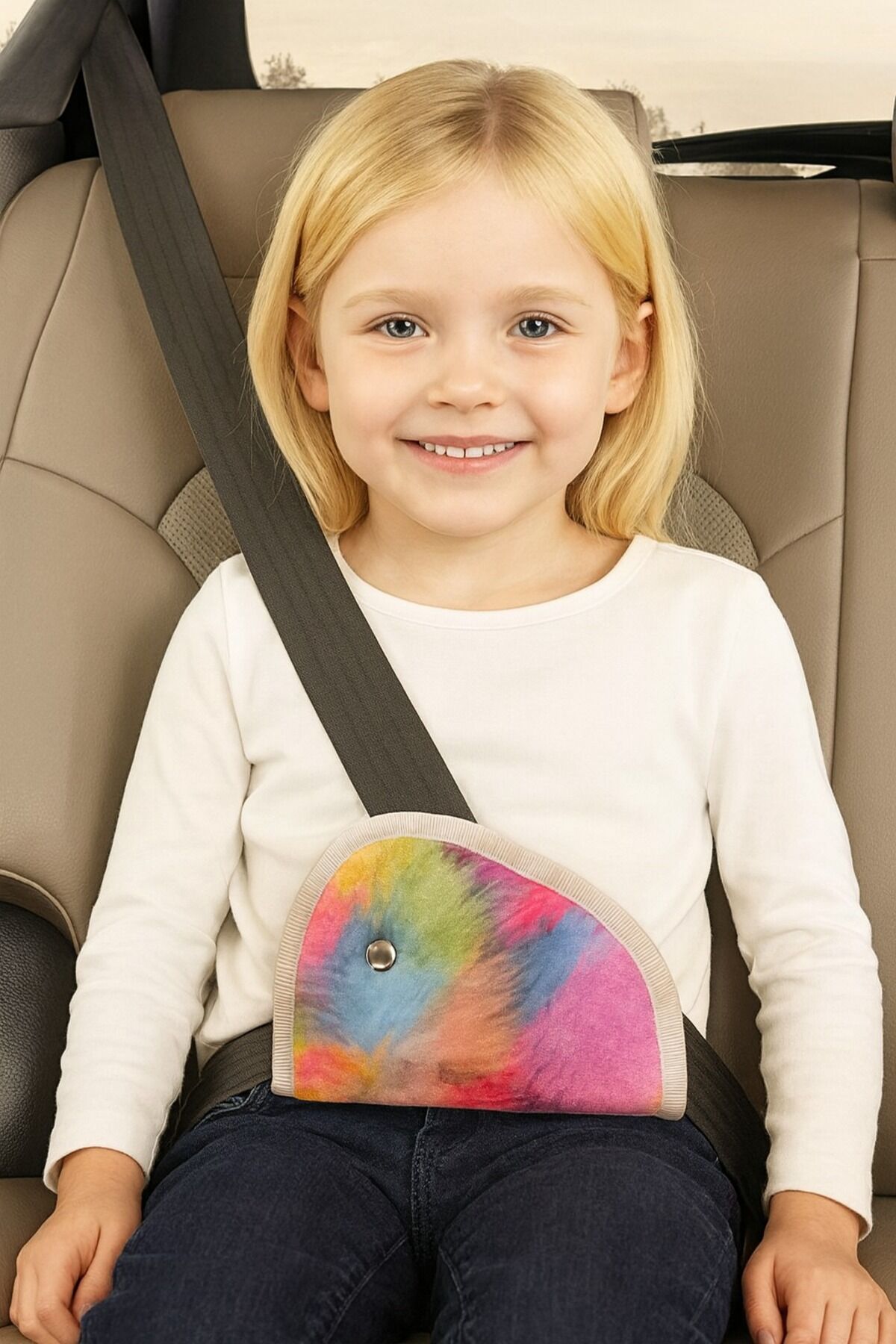 Çocuk Emniyet Kemeri Düzenleyici Ve Tutucu Emniyet Kemer Pedi (ÇOK RENKLİ) Yumuşak kumaş