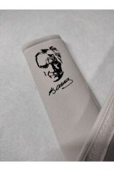 DİJİTAL ATATÜRK BASKILI SİYAH BASKI KİRLİ BEYAZ Araç Emniyet  Kemer Kılıfı & Ped (2 ADET )