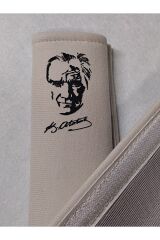 DİJİTAL ATATÜRK BASKILI SİYAH BASKI KİRLİ BEYAZ Araç Emniyet  Kemer Kılıfı & Ped (2 ADET )