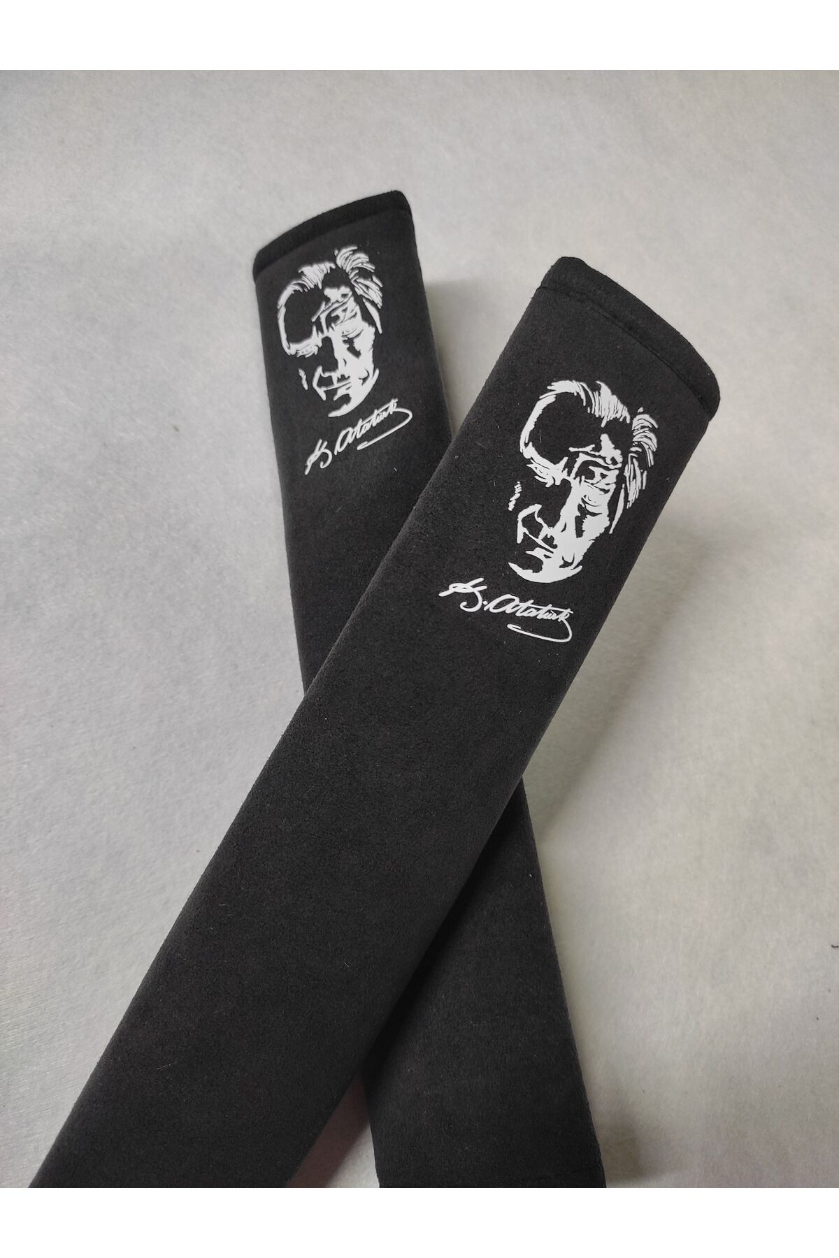 ATATÜRK BASKILISiyah Araç Emniyet Koltuk Kemer Kılıfı & Ped 2 ADET (YUMUŞAK KUMAŞ)