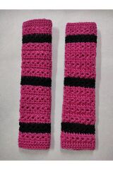 El Örgüsü Pembe Siyah Makrome Araç Emniyet Kemeri Kılıfı Seti, Çiçek Desenli, Konforlu ve Koruyucu