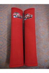 DİJİTAL NOSTALJİK BASKILI KIRMIZI Araç Emniyet Koltuk Kemer Kılıfı & Ped 2 ADET (DÜZ YUMUŞAK KUMAŞ)