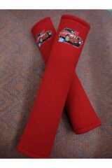 DİJİTAL NOSTALJİK BASKILI KIRMIZI Araç Emniyet Koltuk Kemer Kılıfı & Ped 2 ADET (DÜZ YUMUŞAK KUMAŞ)