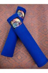 DİJİTAL NOSTALJİK BASKILI MAVİ Araç Emniyet Koltuk Kemer Kılıfı & Ped 2 ADET (DÜZ YUMUŞAK KUMAŞ)