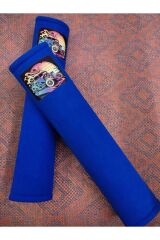 DİJİTAL NOSTALJİK BASKILI MAVİ Araç Emniyet Koltuk Kemer Kılıfı & Ped 2 ADET (DÜZ YUMUŞAK KUMAŞ)