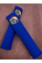 DİJİTAL NOSTALJİK BASKILI MAVİ Araç Emniyet Koltuk Kemer Kılıfı & Ped 2 ADET (DÜZ YUMUŞAK KUMAŞ)