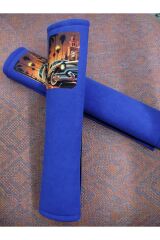 DİJİTAL NOSTALJİK BASKILI MAVİ Araç Emniyet Koltuk Kemer Kılıfı & Ped 2 ADET (DÜZ YUMUŞAK KUMAŞ)