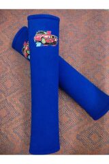 DİJİTAL NOSTALJİK BASKILI MAVİ Araç Emniyet Koltuk Kemer Kılıfı & Ped 2 ADET (DÜZ YUMUŞAK KUMAŞ)