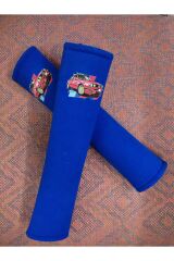 DİJİTAL NOSTALJİK BASKILI MAVİ Araç Emniyet Koltuk Kemer Kılıfı & Ped 2 ADET (DÜZ YUMUŞAK KUMAŞ)