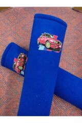 DİJİTAL NOSTALJİK BASKILI MAVİ Araç Emniyet Koltuk Kemer Kılıfı & Ped 2 ADET (DÜZ YUMUŞAK KUMAŞ)