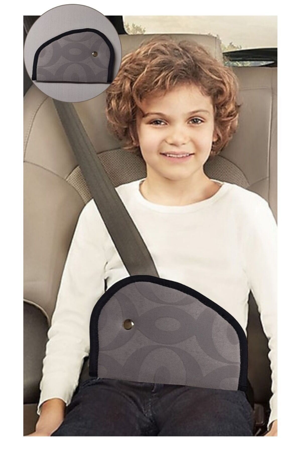 Çocuk Emniyet Kemeri Düzenleyici Ve Tutucu Emniyet Kemer Pedi(GRİ  Renk) Yumuşak kumaş