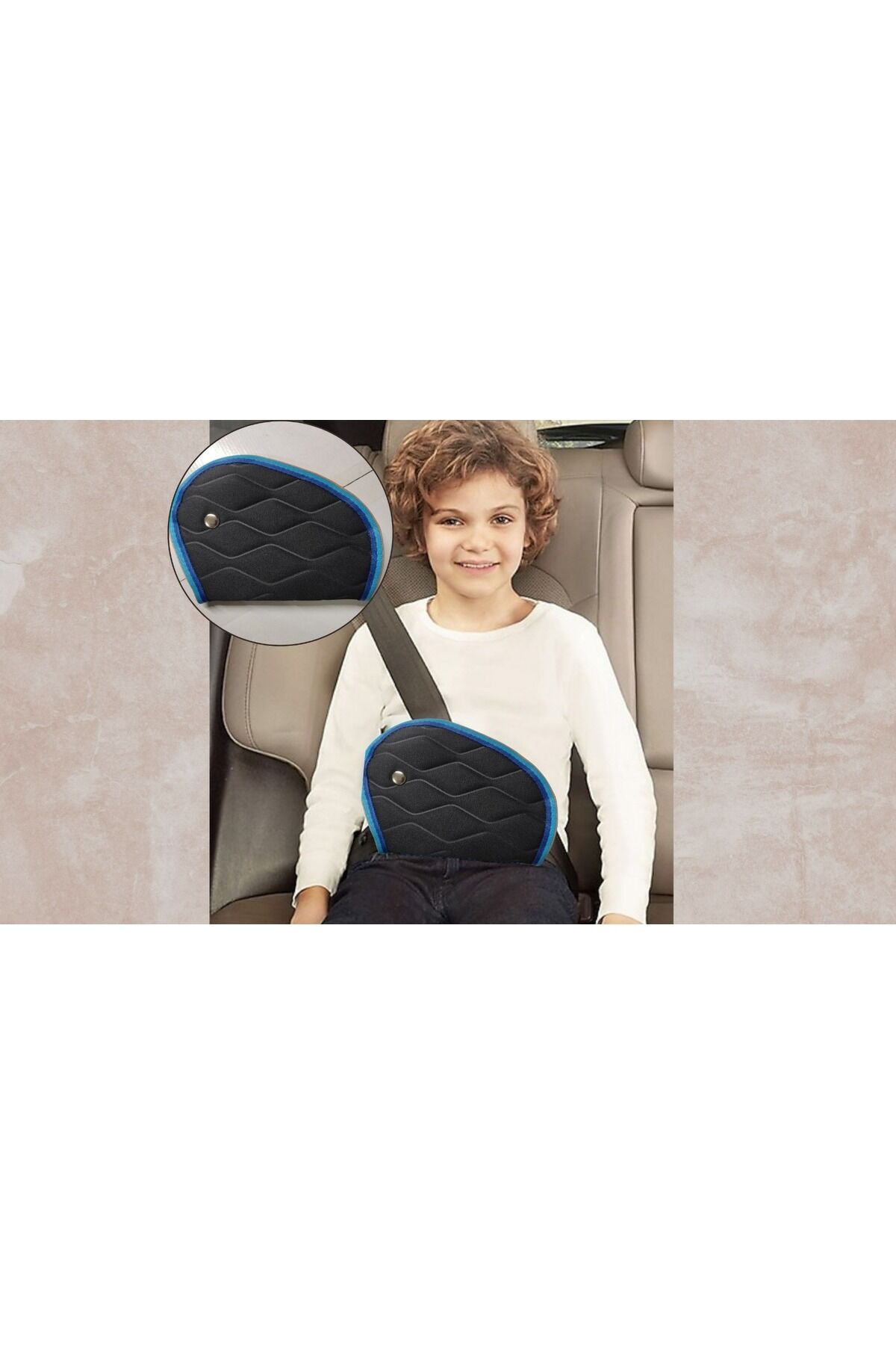 Çocuk Emniyet Kemeri Düzenleyici Ve Tutucu Emniyet Kemer Pedi(Renkli Kenar) (Siyah Renk)