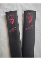 DİJİTAL ATATÜRK İMZALI BASKILI SİYAH Araç Emniyet Koltuk Kemer Kılıfı & Ped 2 ADET (SUNİ DERİ)