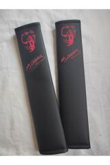 DİJİTAL ATATÜRK İMZALI BASKILI SİYAH Araç Emniyet Koltuk Kemer Kılıfı & Ped 2 ADET (SUNİ DERİ)