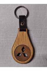 El Yapımı (Handmade) Ahşap Oto Anahtarlık Ceviz Maun Ağacı (MİTSUBİSHİ)