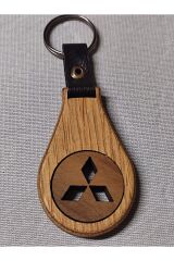 El Yapımı (Handmade) Ahşap Oto Anahtarlık Ceviz Maun Ağacı (MİTSUBİSHİ)