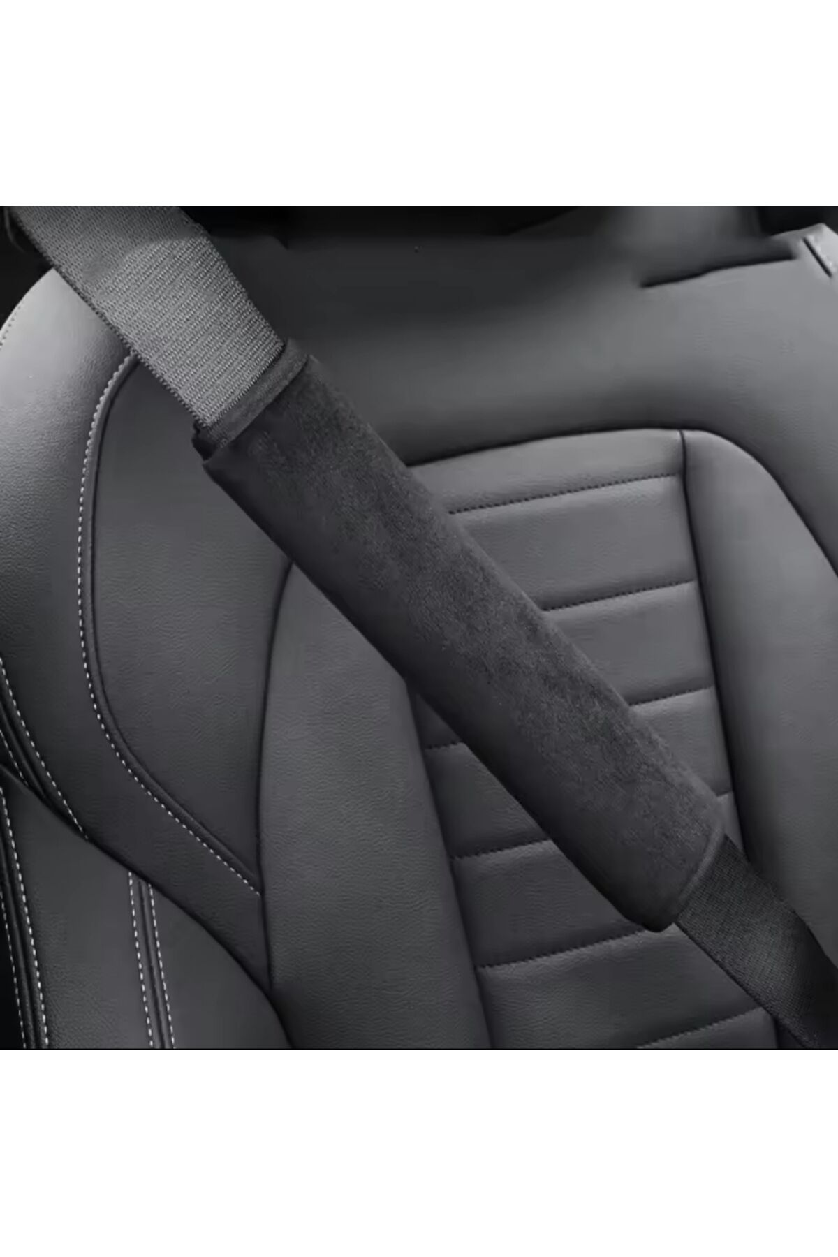 Antrasit Alkantara Emniyet Kemer Pedi 2 ADET – 5mm Süngerli, Yumuşak ve Nefes Alabilen Konfor Kılıfı