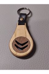 El Yapımı (Handmade) Ahşap Oto Anahtarlık Ceviz Maun Ağacı (CİTROEN)