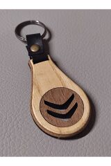 El Yapımı (Handmade) Ahşap Oto Anahtarlık Ceviz Maun Ağacı (CİTROEN)