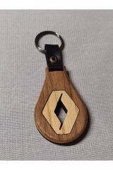 El Yapımı (Handmade) Ahşap Oto Anahtarlık Ceviz Maun Ağacı (RENAULT)