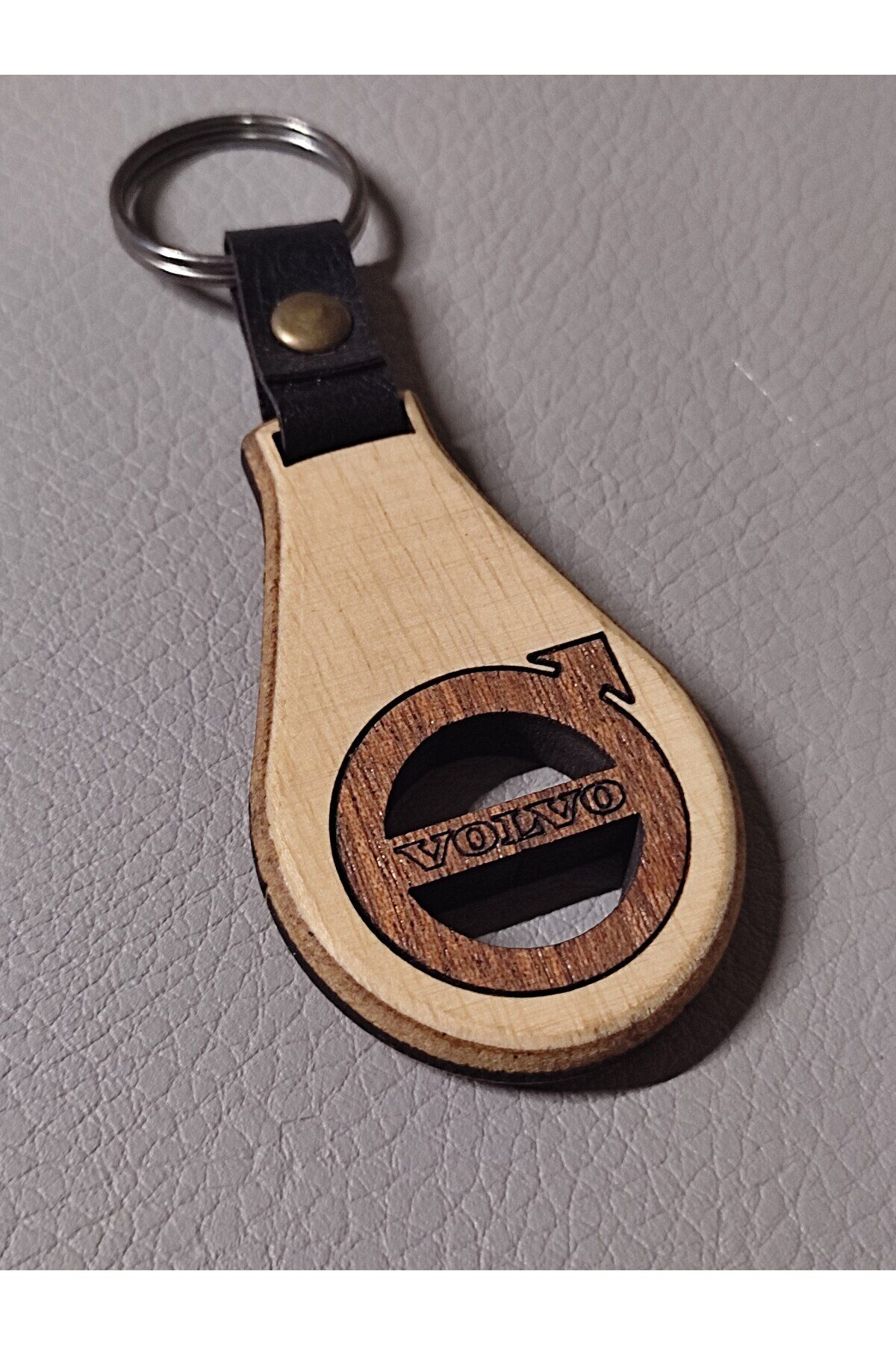 El Yapımı (Handmade) Ahşap Oto Anahtarlık Ceviz Maun Ağacı (VOLVO)