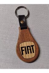 El Yapımı (HANDMADE) Ahşap Oto Anahtarlık Ceviz Maun Ağacı (FİAT)