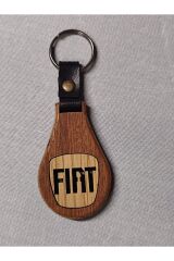 El Yapımı (HANDMADE) Ahşap Oto Anahtarlık Ceviz Maun Ağacı (FİAT)