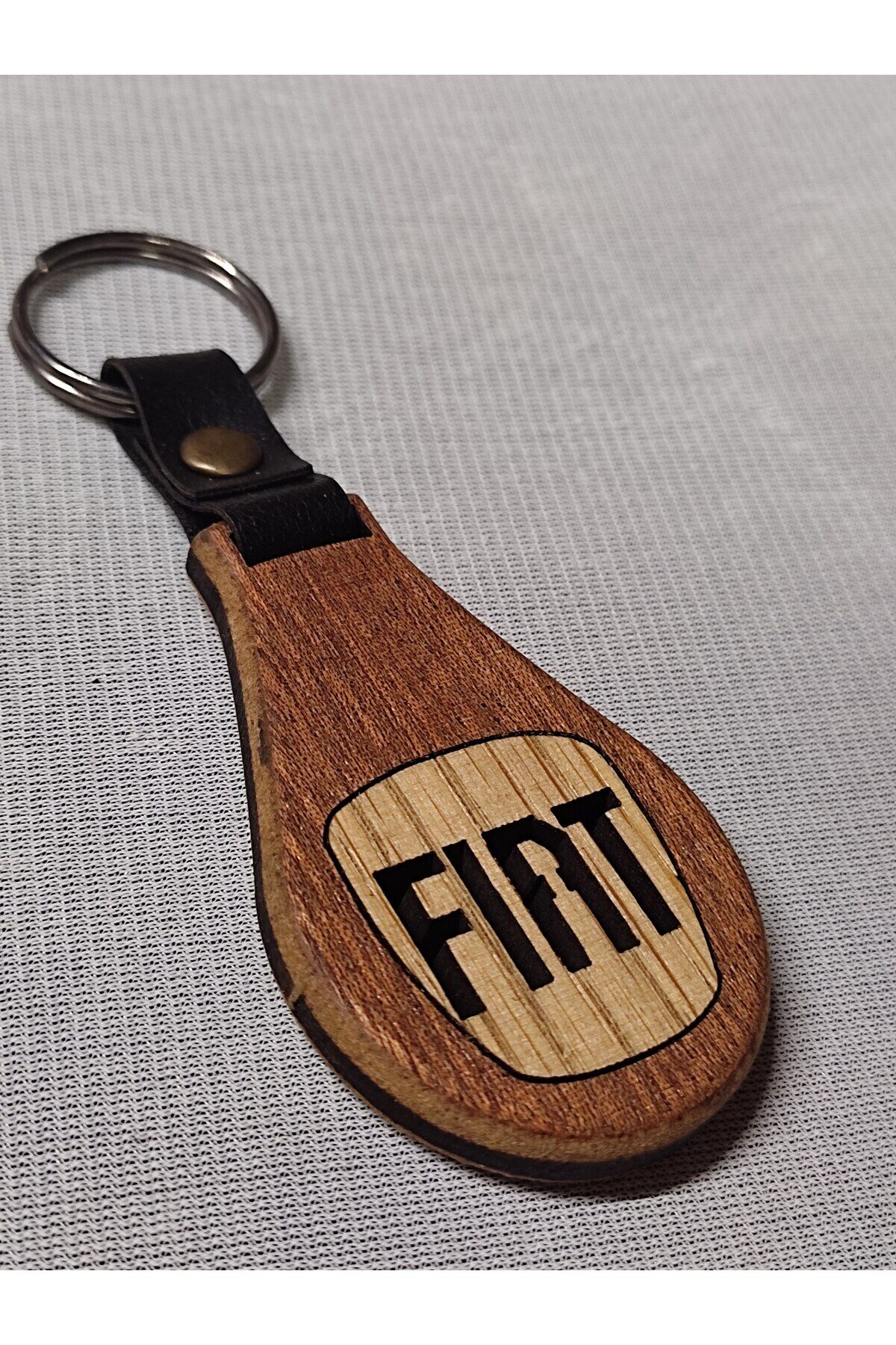 El Yapımı (HANDMADE) Ahşap Oto Anahtarlık Ceviz Maun Ağacı (FİAT)