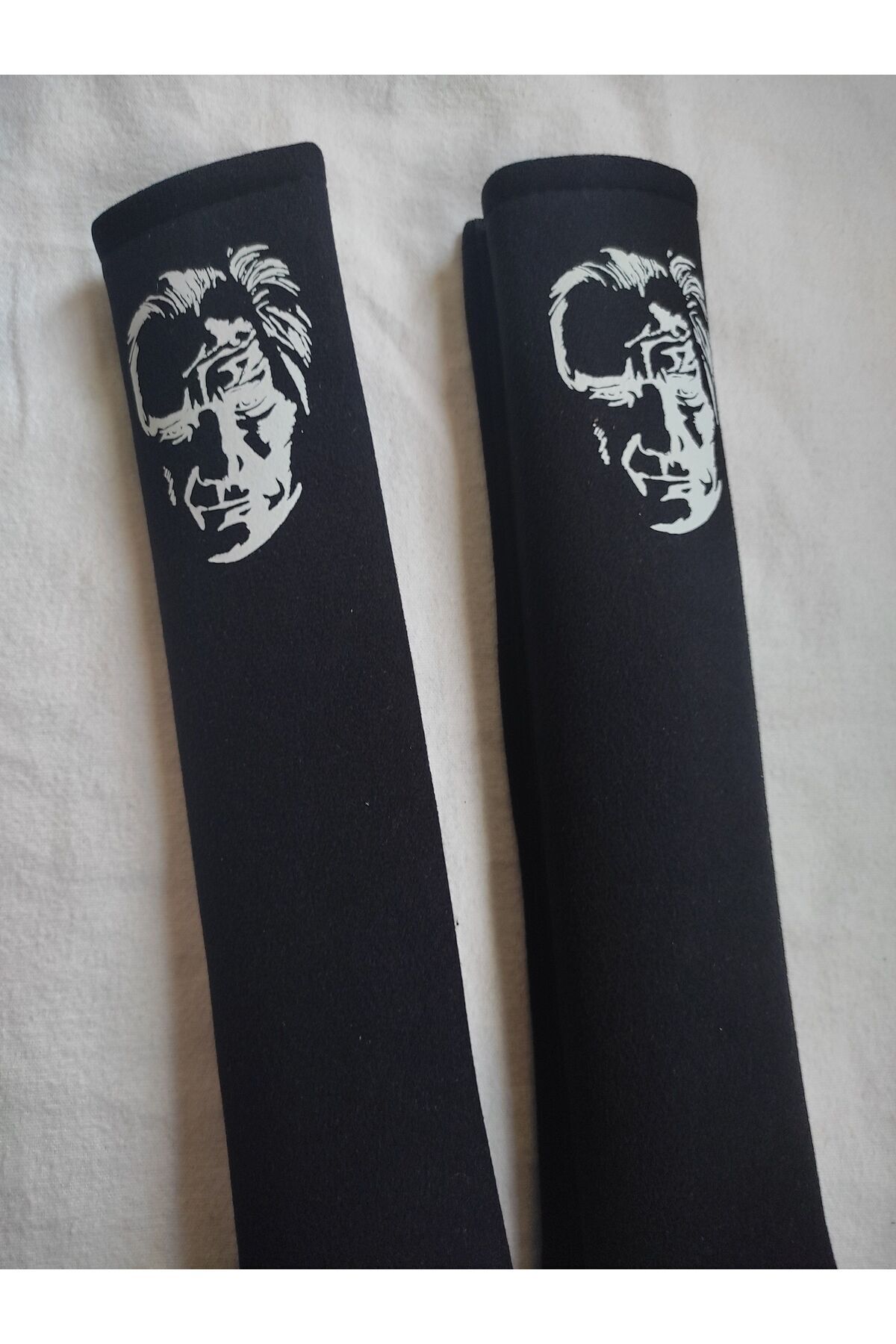 DİJİTAL ATATÜRK SİLÜET BASKILI SİYAH Araç Emniyet Koltuk Kemer Kılıfı & Ped 2 ADET (YUMUŞAK KUMAŞ)