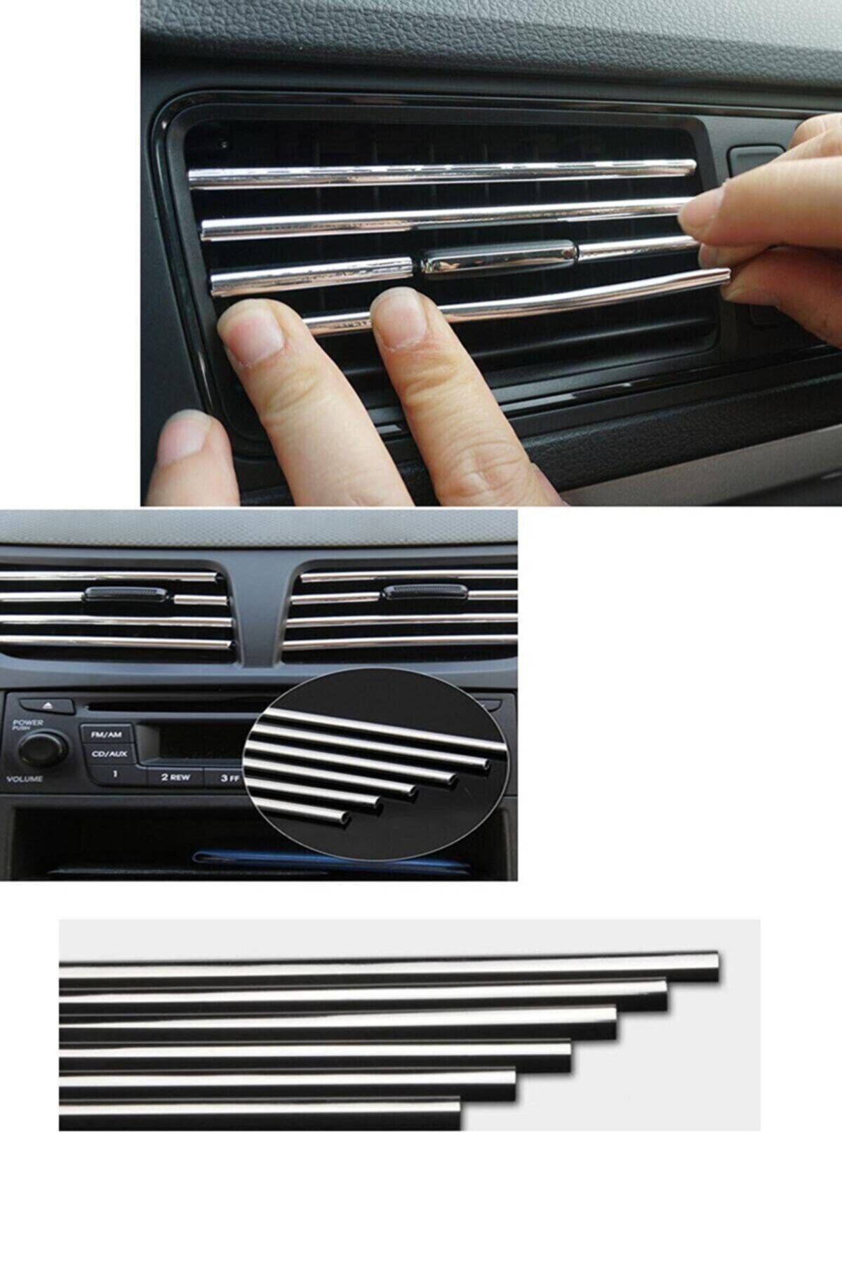 Araç Içi Klima Izgara Hava Çıkış Dekoratif Şeritler Klima Şerit Krom Gri Klima Şeritleri