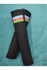 DİJİTAL AZERBAYCAN BAYRAĞI BASKILI SİYAH Oto Emniyet Kemer Kılıfı & Ped 2 ADET (DÜZ YUMUŞAK KUMAŞ)