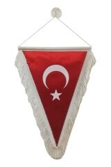 Araba Sticker - Araç Sticker Vantuzlu - Türkiye Vantuzlu Süs Sticker -  Bayrak Saçaklı Sticker Kırmızı