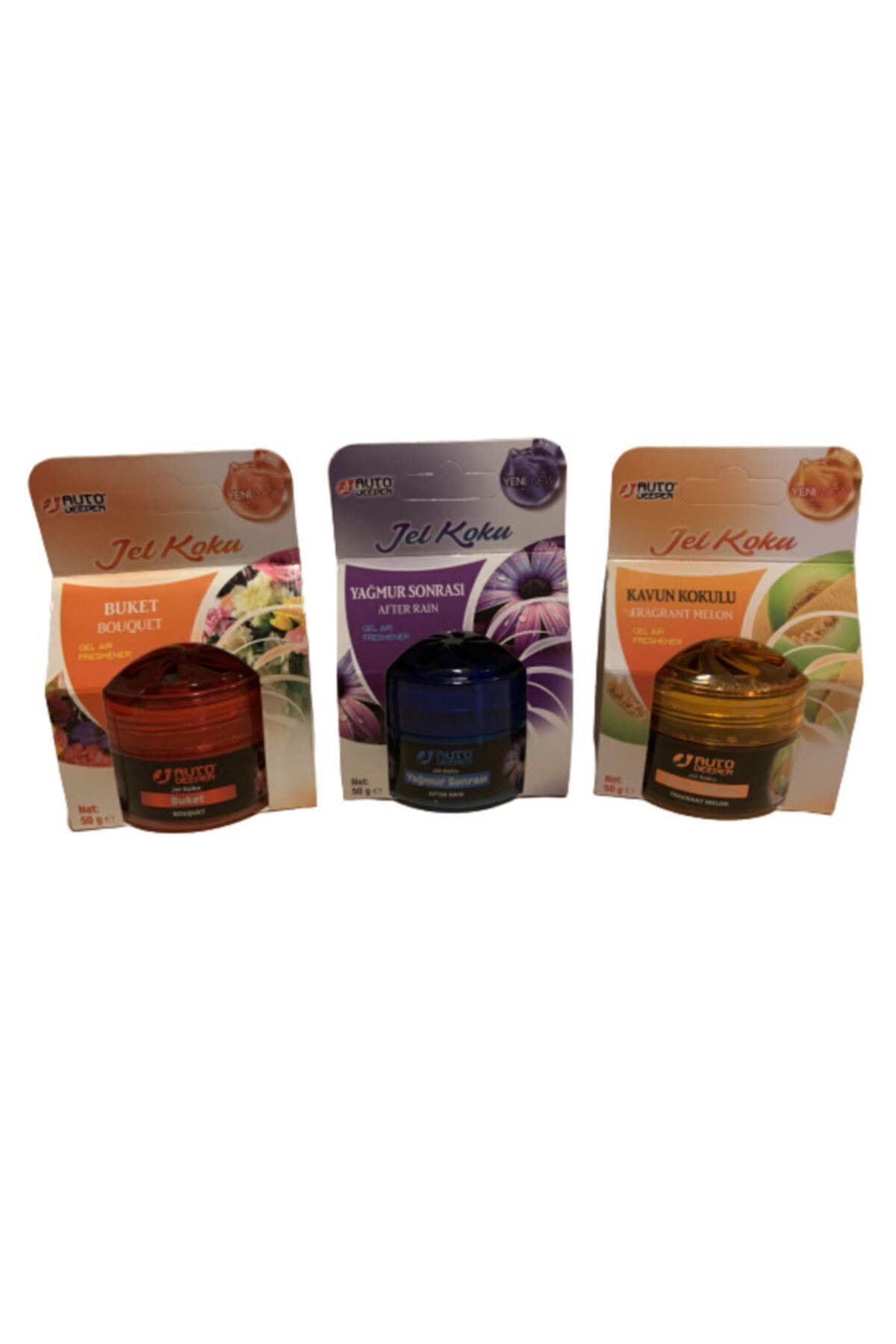 Auto Buket + Yağmur Sonrası + Kavun Jel Oto Koku - 3 Adet