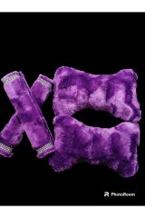 BOYUN Yastığı ve Taş Detaylı Kemer pedi Peluş Menekşe Mor (1 TAKIM)