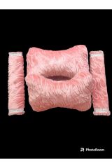 BOYUN Yastığı ve Taş Detaylı Kemer pedi Peluş AÇIK PEMBE (1 TAKIM)