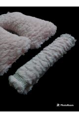BOYUN Yastığı ve Taş Detaylı Kemer pedi Peluş PUDRA PEMBE (1 TAKIM)