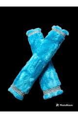 BOYUN Yastığı ve Taş Detaylı Kemer pedi Peluş KOYU TURKUAZ (1 TAKIM)