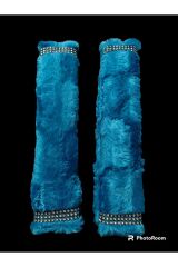 BOYUN Yastığı ve Taş Detaylı Kemer pedi Peluş KOYU TURKUAZ (1 TAKIM)